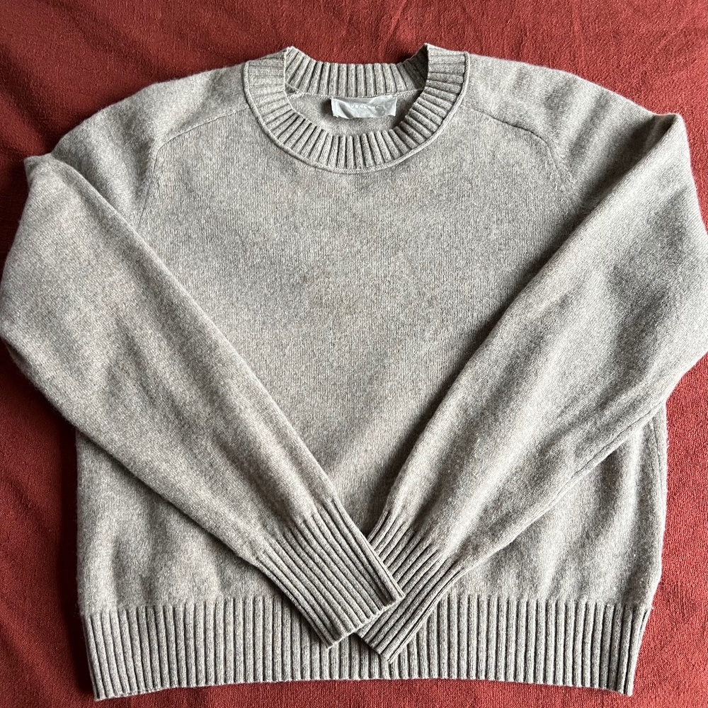 Everlane Re-Cashmere Blend Vintage Crew Neck Sweater Size L Grey